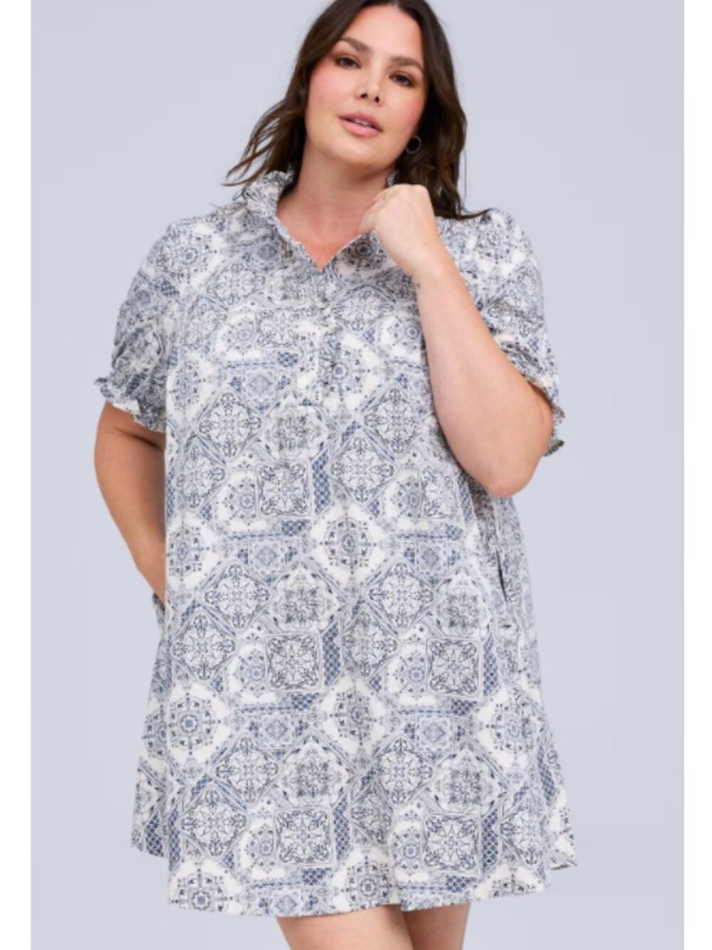 NWT Torrid 2 Belle Isle Ruffle Neck Mini Dress 2X 18 20